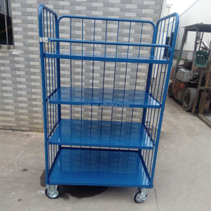 Entrepôt Supermarché Industrie 3 faces Stockage de marchandises Pliable Emboîtable Treillis métallique Conteneur à rouleaux Transport Rolltainer <span class=keywords><strong>Rollcage</strong></span> - Product Image 5