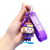 Porte-clés PVC personnalisé tendance pour le ski, pendentif multicolore créatif en plastique souple, figurine de dessin animé, cadeau ludique, imprimé en typographie pour entreprise
