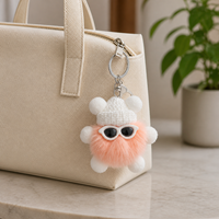 Grosir Populer Tas Ransel Mobil Tahan Lama Buatan Tangan Dompet Gantungan Kunci Boneka Kartun Mainan Bulu Lembut Bola Wol Rajut Lucu Plush OEM ODM
