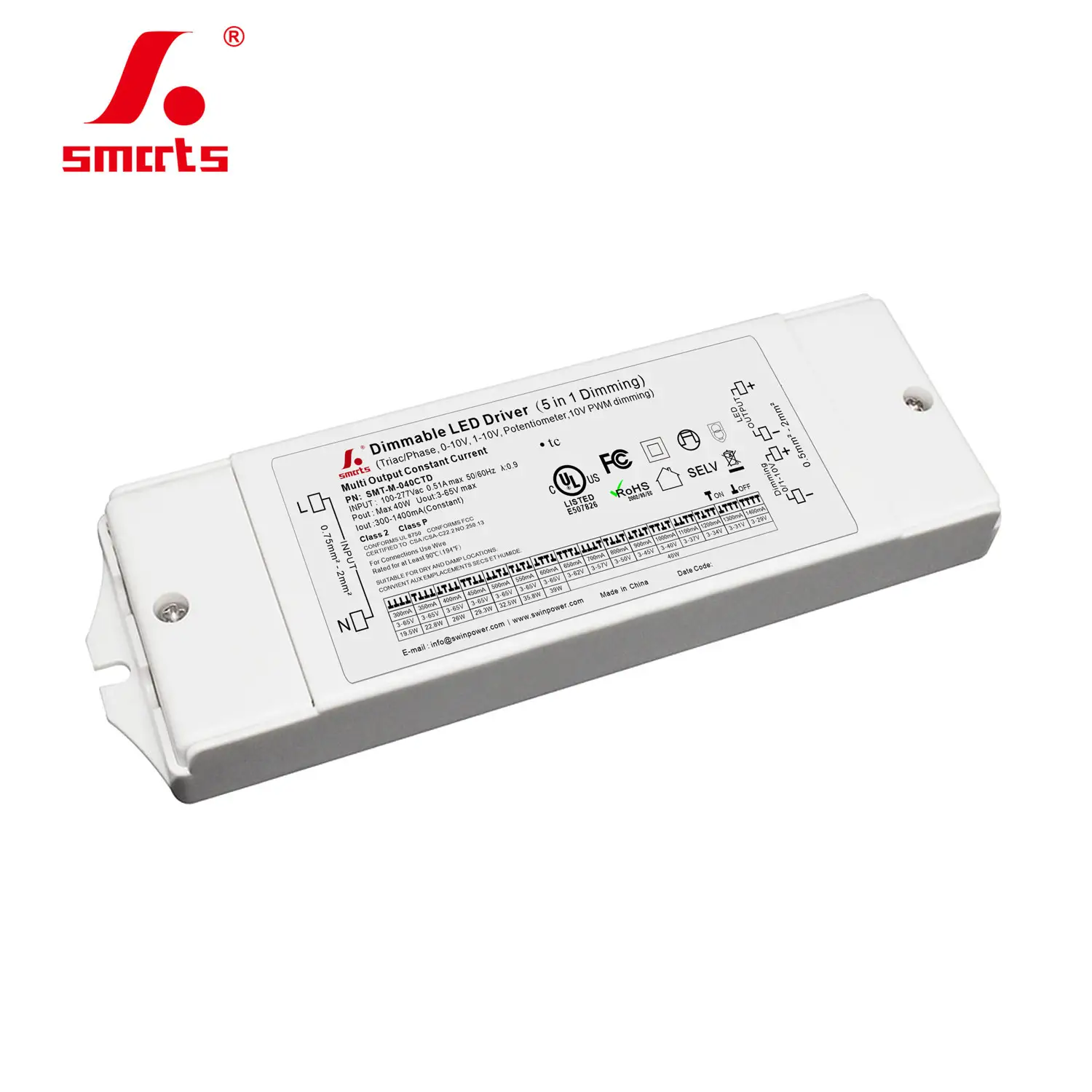 Hoge Kwaliteit Multi-Current Dial Code Constante Stroom Dimmen Led Driver 40W 350ma 350ma 500ma 700ma 900ma