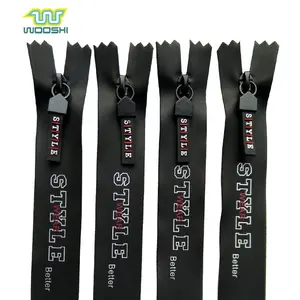 Zipper factory wholesale screen print logo water resistant black zipper waterproof zip for garment factories