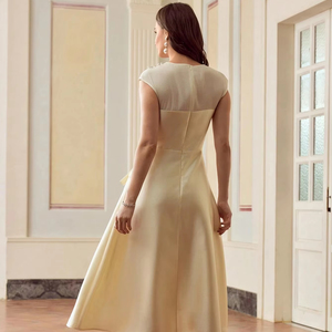 Summer Pleated Fashion Ladies Off Shoulder Slim Fit <strong>Dresses</strong> Elegant Evening Solid Summer Party <strong>Dress</strong> - Product Image 1