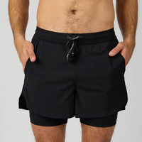 Short de course 2-en-un pour hommes avec logo personnalisé OEM ODM Short pour hommes en tissu léger et respirant avec poche arrière zippée et cordon de serrage personnalisé