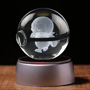 Bola de Cristal con Grabado Láser 3D de <span class=keywords><strong>Pokémon</strong></span> <span class=keywords><strong>Piplup</strong></span>, Pequeña, 50mm 80mm, Pulida, Regalo Empresarial para Graduación, Pascua, Navidad - Product Image 1