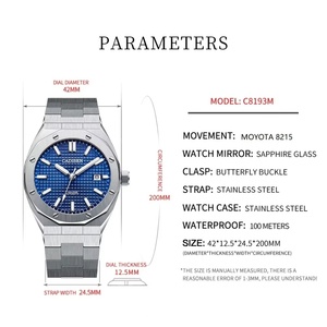 CADISEN Luxury Design 42MM Men <b>Watches</b> Japan Sapphire Glass Mechanical Automatic <b>Watch</b> Men 100M Waterproof - Product Image 4