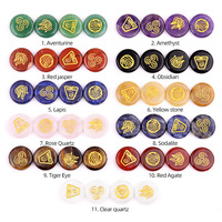 Lot de 4 Pierres de Palmier en Agate de Cristal Gravées des Quatre Éléments Grecs Anciens (Terre, Air, Feu, Eau) – Pierres Énergétiques Reiki – Vente en Gros