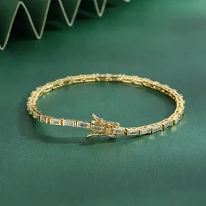 2*4mm CZ Zircon Cubic Zirconia Gold Plated Brass Pulseira Brazalete Bracciale Bracelet Choker Necklace Tennis Chain