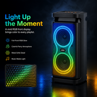 Speaker Portabel HANSUO HS-TD04A5 Dual 4 Inch dengan Baterai 1800mAh, Lampu RGB, Rekaman, USB, FM, dan Remote Control