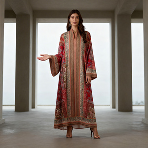 Abaya en tissu polyester imprimé de haute qualité, élégante et personnalisée, pour femmes musulmanes, robe pour occasions spéciales - Product Image 3