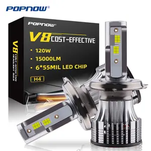 POPNOW lampu besar led 120W, bohlam bohlam asli Strip led h4 8000k