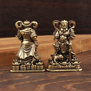 Figurine du dieu de la richesse Zhao Gongming en laiton pur, 2 pièces, ornement de décoration de table pour le nouvel an chinois - Product Image 2