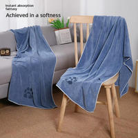 Serviette de séchage pour animaux de compagnie en microfibre super absorbante, serviette de bain pour chien et chat avec empreinte de patte, séchage rapide, serviette de toilettage, OEM ODM disponible