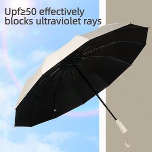 OEM Custom Logo 12 Rib Auto Open Close <b>Large</b> Folding <b>Umbrella</b> UPF50 Windproof 105cm Travel Sun Rain <b>Umbrella</b> for Men Brand Ad - Product Image 3