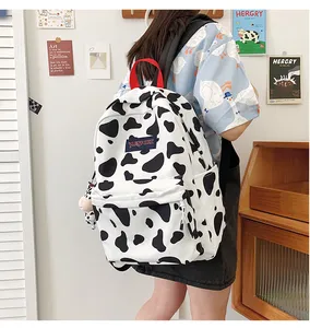 Zebra Printed School Backpack For Girls Milk Cow Head Kid Cooler Leopard Print Brown Black College Backpack For Women Girls
