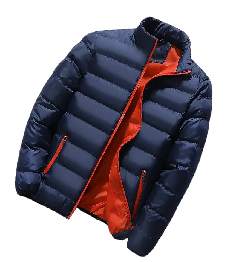 Windproof Cotton Padded Zipper Coats Male Stand Collar Puffer Jacket Men Windbreak Thick Warm Jacket