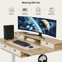 Bureau électrique assis-debout avec tiroirs, design moderne, bureau ergonomique pour l'étude et le travail