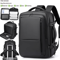 Sac à dos de voyage d'affaires extensible grande capacité avec logo personnalisé, imperméable, pour ordinateur portable 17 pouces, fabricant OEM/ODM pour hommes