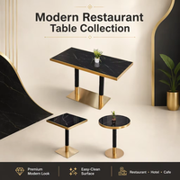 Luxuriöses Modernes Goldenes Edelstahl-Restaurantmöbel-Set, Pflegeleichter Esstisch für Café, Bistro, Bar und Restaurants