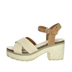 Sandalo con Tacco da Donna Refresh Beige 172637 Stile Zeppa con Plateau - Product Image 1