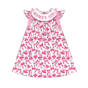 Vente en gros de vêtements pour bébés soeurs Barboteuse personnalisée MA'S GIRL Coquette avec nœud rose pour <span class=keywords><strong>petites</strong></span> filles Robe smockée Bulle pour bambins - Product Image 2