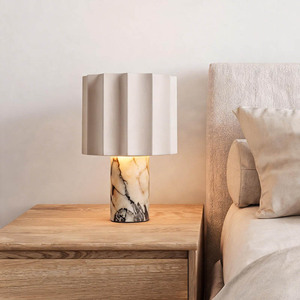 Lampada <span class=keywords><strong>da</strong></span> <span class=keywords><strong>Tavolo</strong></span> Ricaricabile in Vero Marmo Calacatta Viola con Dimmer Touch a 3 Colori - Product Image 1