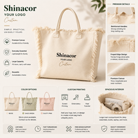 Sac fourre-tout d'épaule décontracté en toile imperméable avec logo personnalisé, couleur unie, surdimensionné, à pompons, pour femme, idéal pour l'été, les étudiants, les voyages et la plage