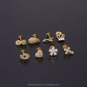 <span class=keywords><strong>Piercing</strong></span> de acero inoxidable con espalda plana, <span class=keywords><strong>piercing</strong></span> para oreja, hélice, rook - Product Image 2
