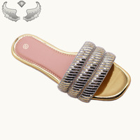 Sandales plates transparentes pour femmes, grande taille, avec strass, style estival, haute qualité