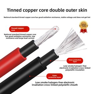 <span class=keywords><strong>Câble</strong></span> solaire photovoltaïque TUV H1Z2Z2-K DC 4mm2 6mm2 10mm2 16mm2 rouge noir isolé XLPO pour système de panneaux solaires - Product Image 2