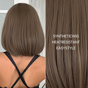 Nhà Máy Outlet Nâu <span class=keywords><strong>Bob</strong></span> tóc giả tổng hợp với những tiếng nổ ngắn thẳng nhiều lớp Lolita tự nhiên kiểu tóc bền - Product Image 4