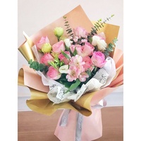 Papier d'emballage floral double face imprimé feuille d'or, imperméable, pour bouquets, vente chaude, en gros