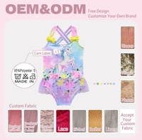 Maillot de bain une pièce personnalisé pour petites filles, motif floral, dos croisé, jupe en tulle, pour enfants de 2 à 6 ans, respirant, séchage rapide, design personnalisé gratuit