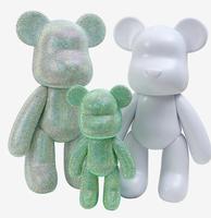 Kit de peinture fluide pour ours en plastique brillant à faire soi-même, ours en plastique blanc, kit de sculpture d'ours en briques, jouets artisanaux pour enfants, bricolage