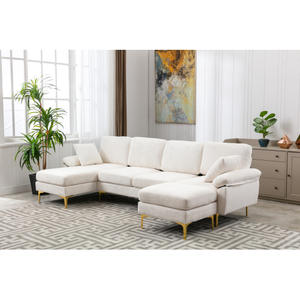 Sofá Esquinero de Tela COOLMORE Blanco para Sala de Estar Muebles en Forma de L Tapizado para Apartamento Estilo Nórdico Moderno Nuevo Modelo - Product Image 4
