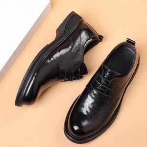 Zapatos de Cordones para Hombre de Cuero Genuino de Alta Calidad, Duraderos, de Piel de Vaca, Punta Redonda, Impermeables, Transpirables y Antideslizantes, Más Vendidos - Product Image 2