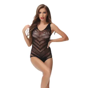 Mesh Jumpsuit Clubwear Fashion Sexy Non-Sleeve Women Clothes Bodycon Shapewear See Through Jumpsuit