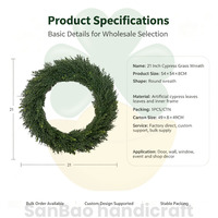 Couronne de feuilles de cyprès artificielles 54 cm, fausse verdure dense pour mariage, Noël, fête à domicile, décoration murale ou de porte