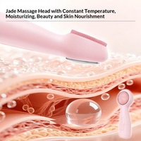 Appareil de nettoyage sonique rechargeable 2026, outil de massage chaud en jade, brosse nettoyante faciale en silicone étanche IPX7 avec 7 LED
