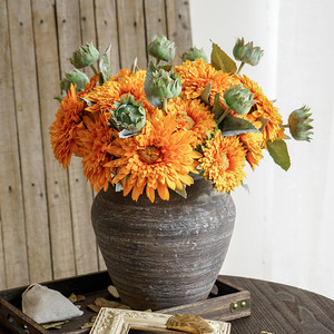 <b>Artificial</b> Sunflower <b>Bouquet</b> Plastic Silk Flowers Rustic Style Fall Home Decor Wedding Props - Product Image 1