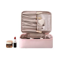 Sac de rangement compact en nylon à fermeture éclair et multi-compartiments pour maquillage, idéal pour les bagages à main et les essentiels de voyage