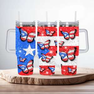 Souvenirs personnalisés de Porto Rico, cadeaux, gobelets de 40 oz, double paroi, bouteille <span class=keywords><strong>d</strong></span>'<span class=keywords><strong>eau</strong></span> isolée de 40 oz, gobelet avec poignée et paille - Product Image 4