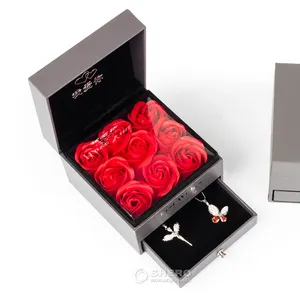 Shero boîte à bijoux de luxe gris or rouge Rose cadeau collier pendentif pour cadeau de saint-valentin