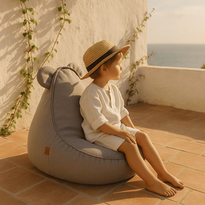 Canapé-lit pour enfants en tissu doux avec design oreilles, pour une utilisation intérieure et extérieure - Product Image 2