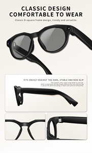 CY02 AI Smart Glasses 13MP Dual <b>Camera</b> 1080P Video <b>Real</b>-time Translation Noise Cancelling Music Calls App Control 290mAh - Product Image 2