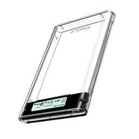 SHUOLE Plastik Tipe C USB3.2 Gen1 2.5 inci SATA HDD/SSD Enclosure dengan Layar LCD Pintar