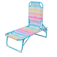 Lit pliant portable pour enfants, pliable en trois parties, dégradé arc-en-ciel, chaise longue de camping, renforcé en triangle, mobilier d'extérieur pour la sieste