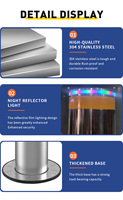 Borne de sécurité hydraulique automatique en acier inoxydable robuste de haute qualité, argent/noir, avec éclairage LED pour ingénieurs en trafic