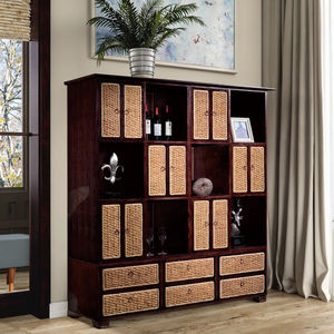 Contemporanea Bali naturale in Rattan legno libreria decorativa per la casa e per l'uso di appartamenti - Product Image 3