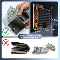 Dompet Kartu Kredit Minimalis Tipis PU RFID Serat Karbon dengan Penutup Jendela ID Transparan
