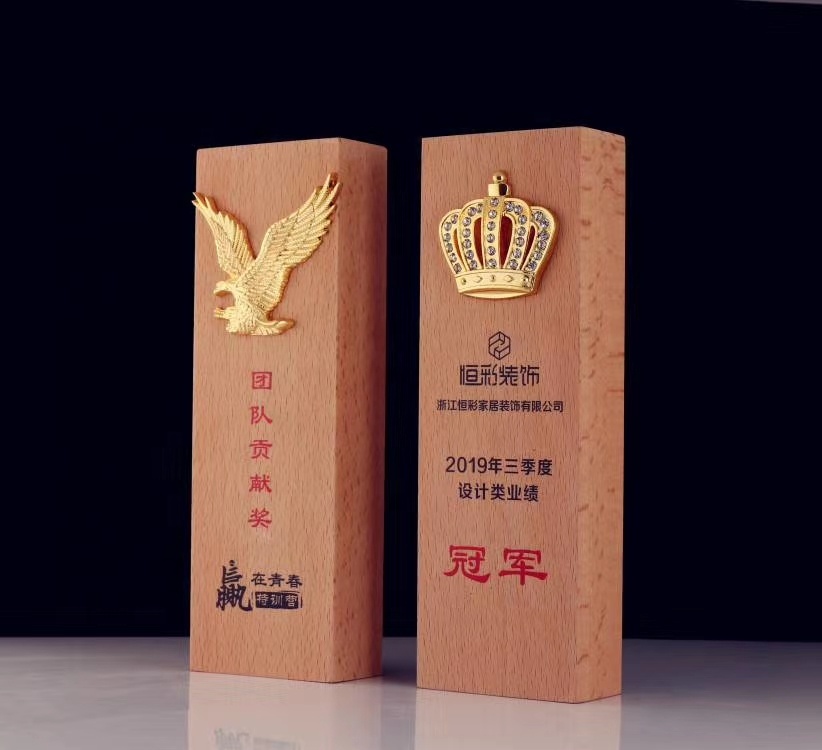 Логотип напечатанный звезда Твердый Деревянный трофей индивидуальный металлический спортивный деревянный сувенирный трофей